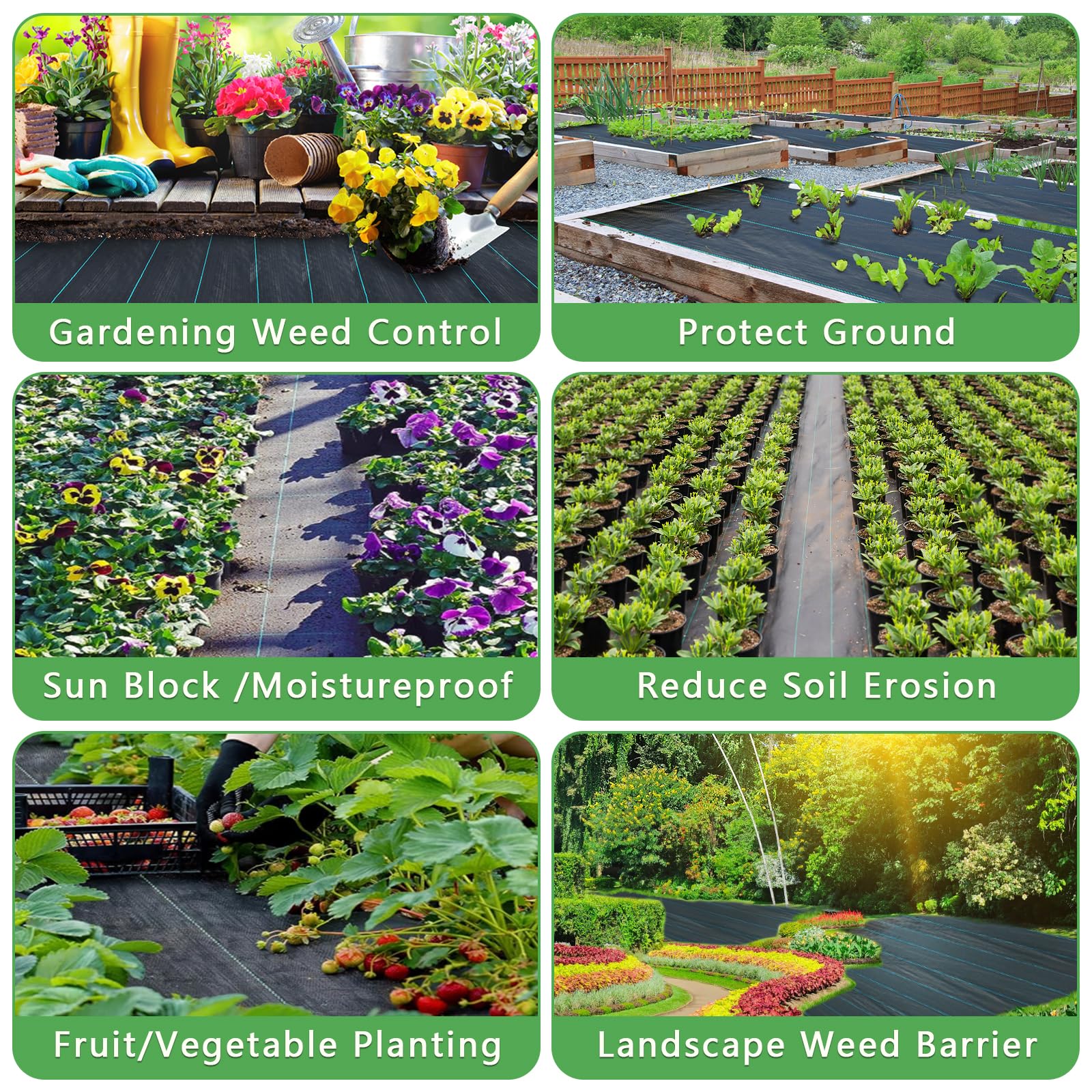 MLZPU 2m x 50m Heavy Duty Weed Control Membrane Garden Weed Barrier Fabric for Landscaping Driveway Gravel Artificial Grass Lawn Underlay Gadern