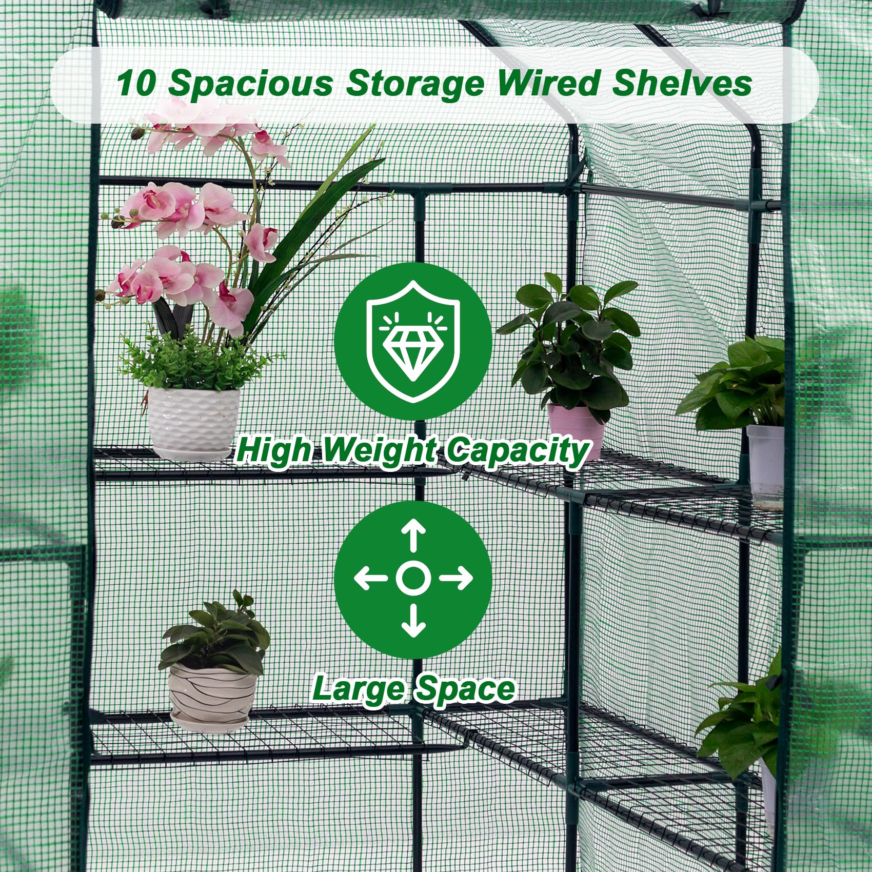 D4P Display4top Greenhouse Portable Outdoor Small Green Houses with PE Cover,143 x 143 x 195 cm