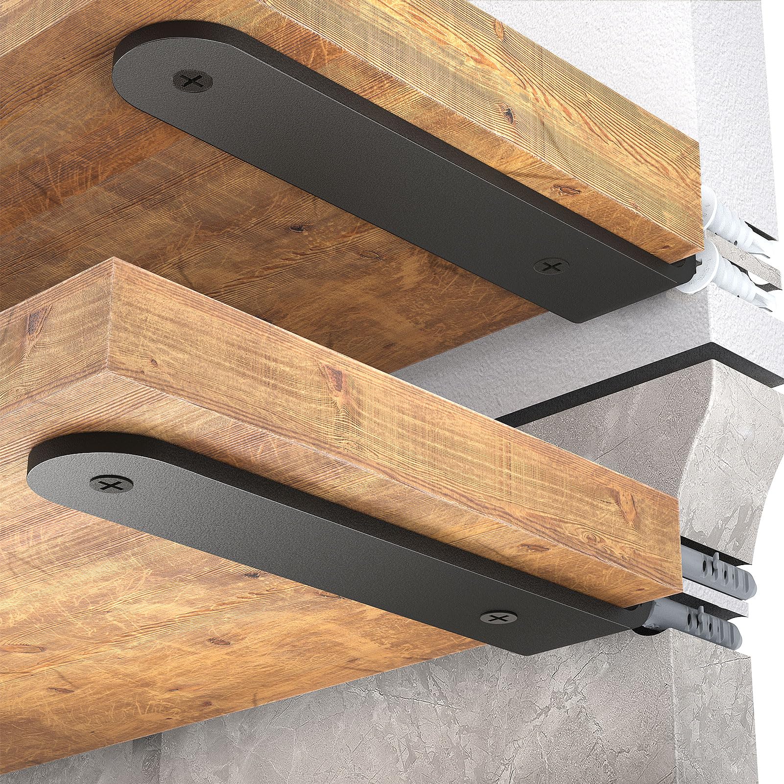 WELDUN 6 Pack Floating Shelf Brackets 15 cm, Heavy Duty Metal L Brackets for Shelves Support Wall Hanging, Black