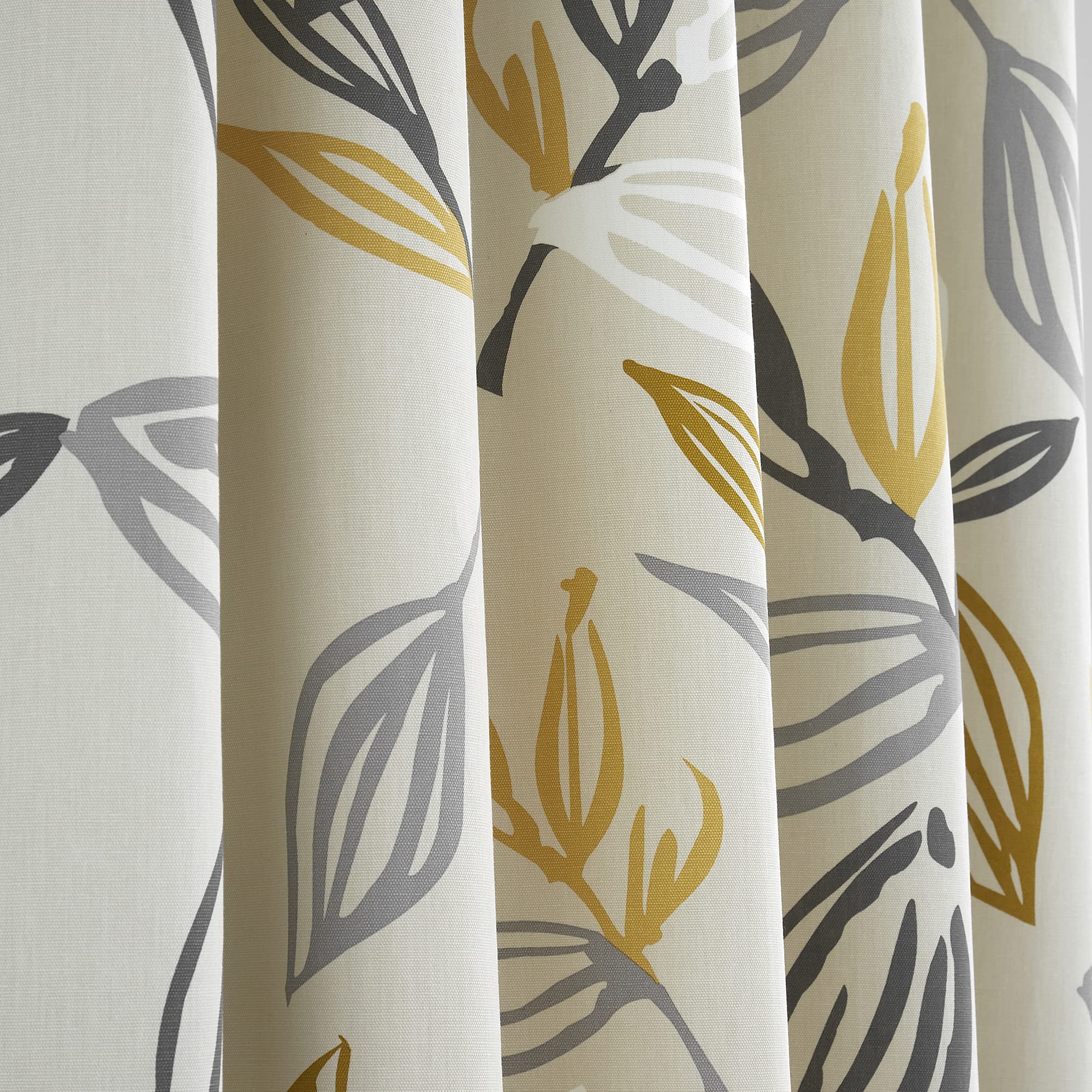 Fusion - Ensley - 100 Percent Cotton Pair of Eyelet Curtains - Ochre, 66" Width x 90" Drop (168 x 229 cm)