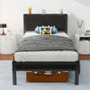 Diahomy Single Bed Frame with Wood Storage Headboard, Metal Platform Bed Single/Mattress Base/Underbed Storage/No Box Spring Needed/Black