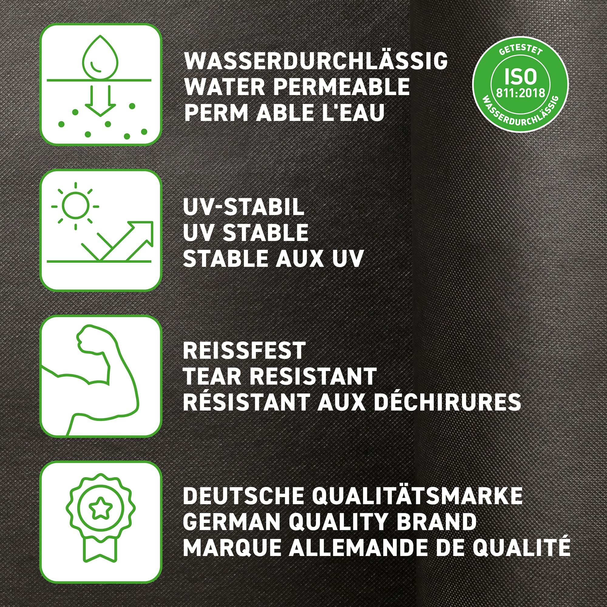 GardenMate 1m x 25m Roll non-woven weed control fabric - UV stabilised black 150gsm landscape ground cover membrane