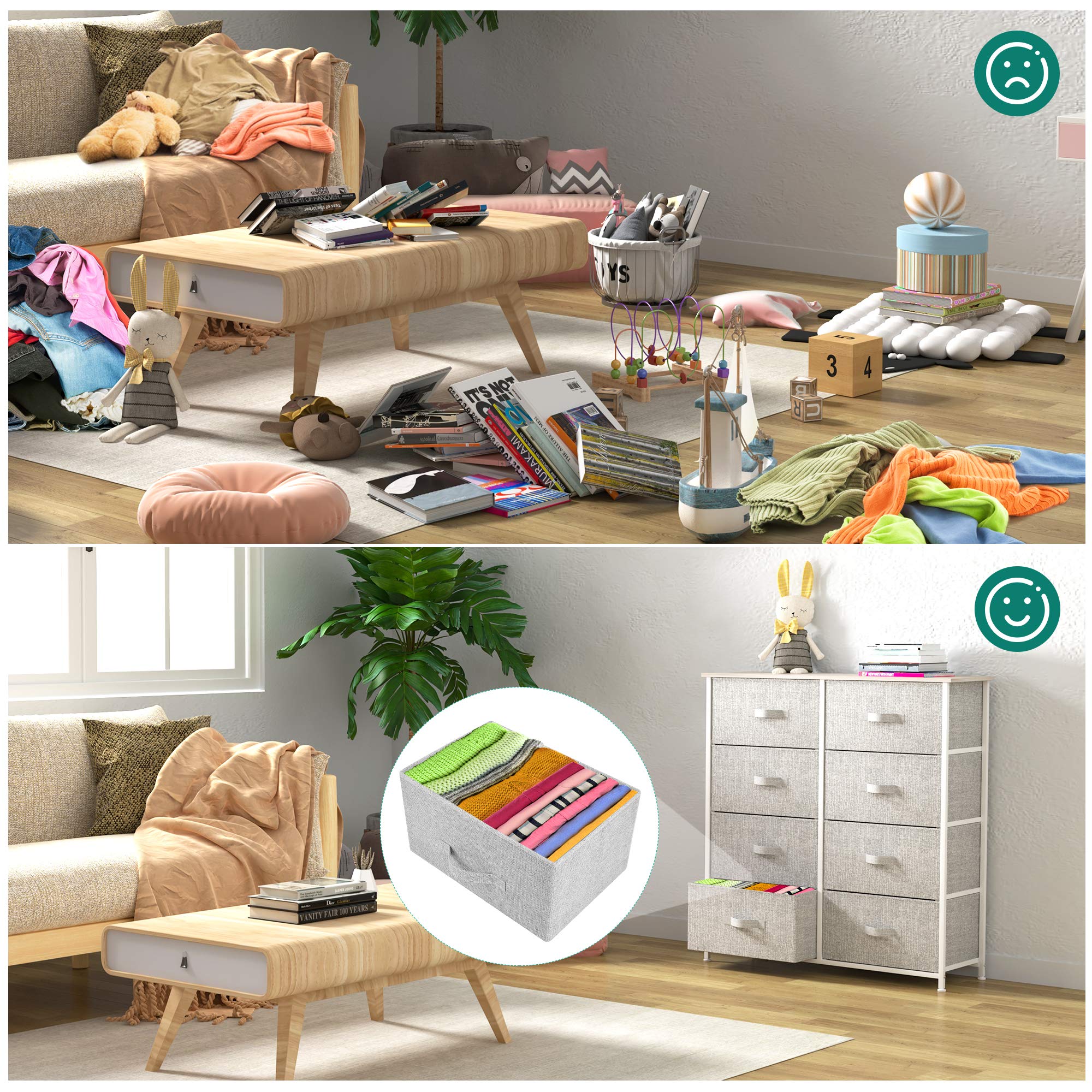 YITAHOME Chest of Drawers with 8 Drawers,Bedroom Drawers, Fabric Dresser with Wood Top,Drawer storage unit for for Bedroom, Living room, Light Grey