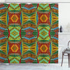 ABAKUHAUS African Shower Curtain, Collage of Native Motifs Art Traditional Old Fashioned Cultural, Cloth Fabric Bathroom Decor Set with Hooks, 94