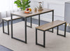 Hallowood Furniture Kempley Dining Table and Bench Set, 120cm Industrial Table in Bench in Black Metal Legs, Space-Saving Dining Room Sets for Modern
