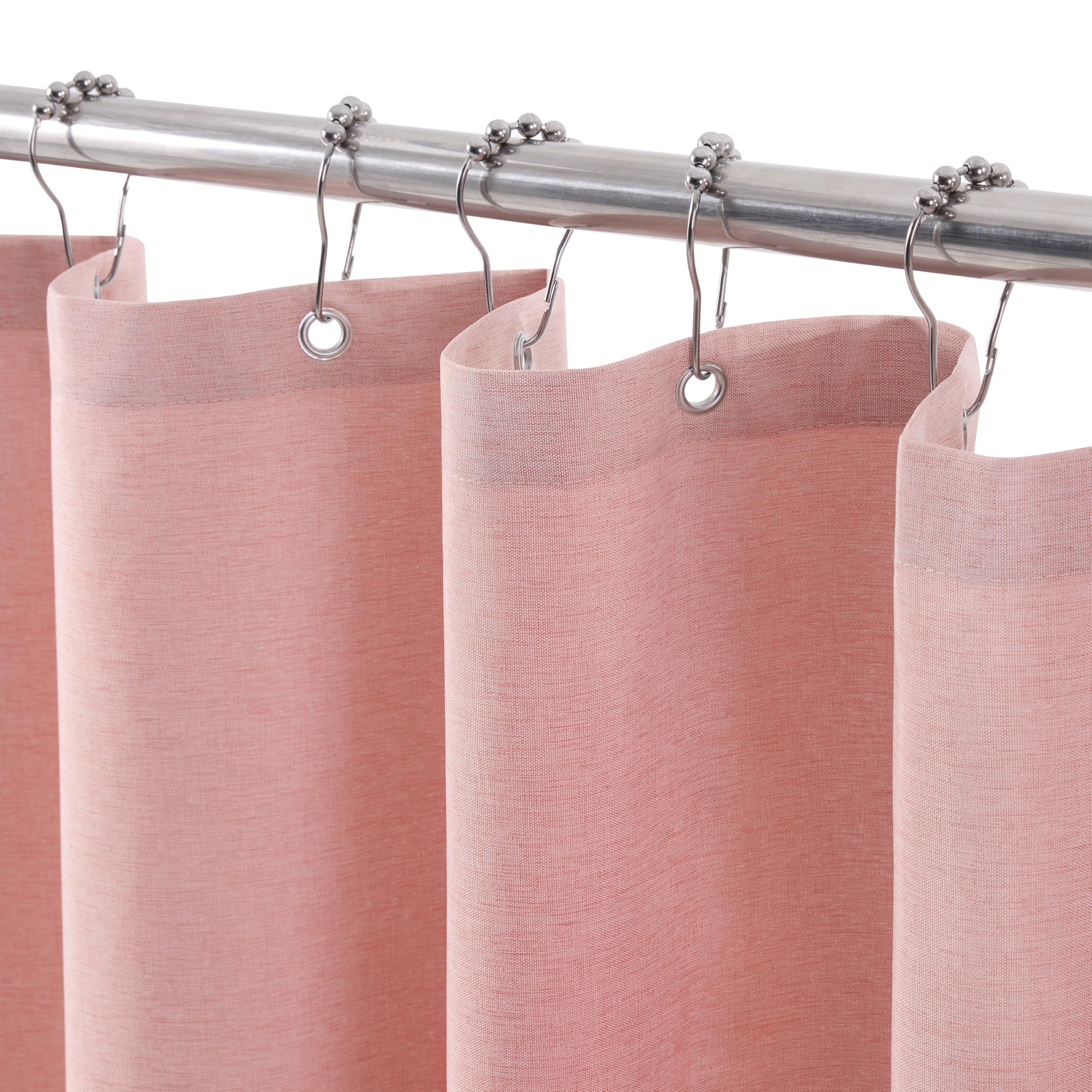 VANZAVANZU Waterproof Narrow Shower Curtain 92x182cm for Small Bathroom with Metal Hooks Linen Fabric Shower Curtain Heavy Duty Bath Curtain for Wet