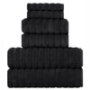 BERIBO Turkish Towel Set 100% Cotton (Cloud) 6 Pieces, 620gsm (Black)