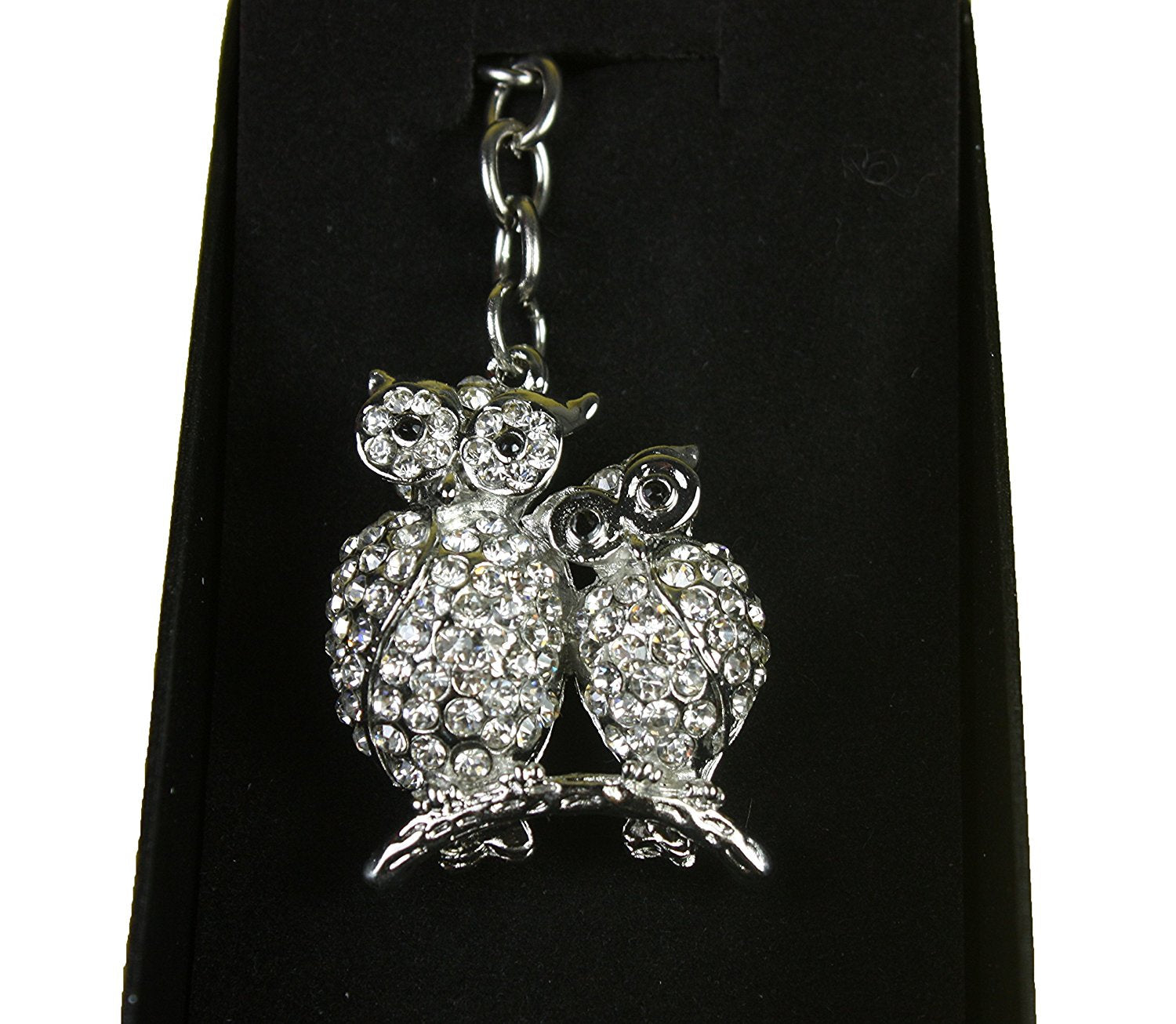 Owls Diamante Keyring and Presentation Box