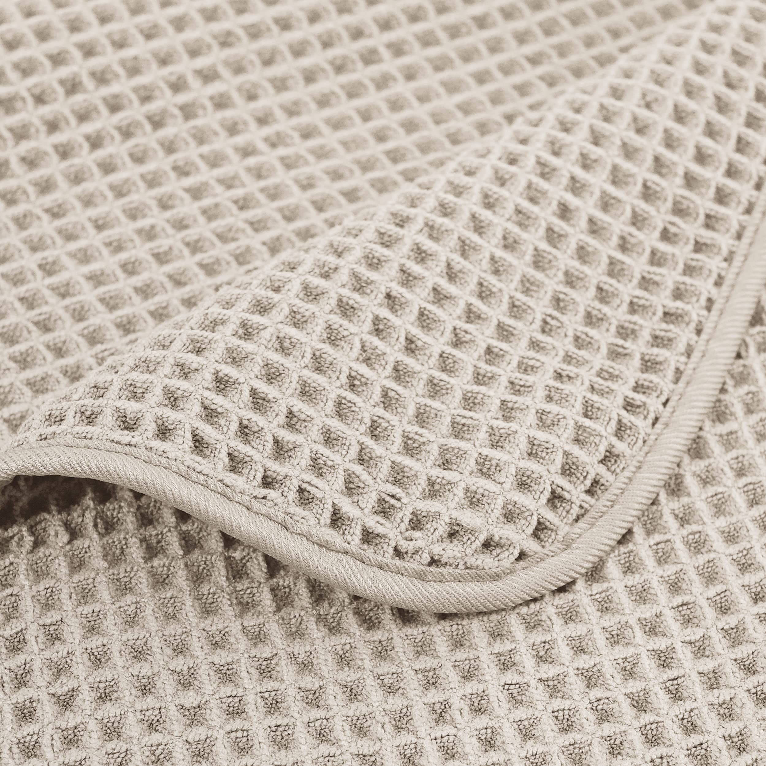 POLYTE Microfibre Oversize Quick Dry Lint Free Bath Towel, 152 x 76 cm, 4 Pack (Beige, Waffle Weave)