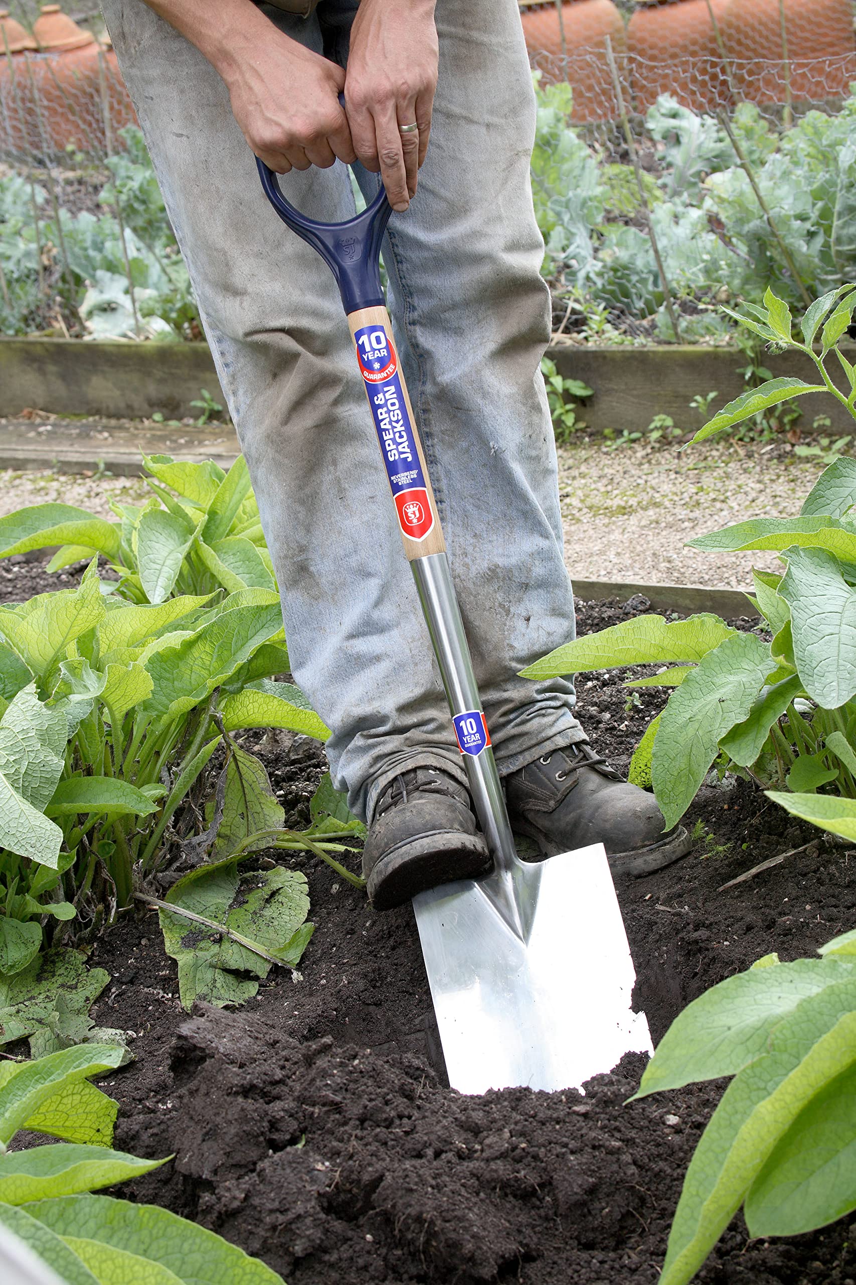 Spear & Jackson 1161BS Neverbend Stainless Border Spade, Blue