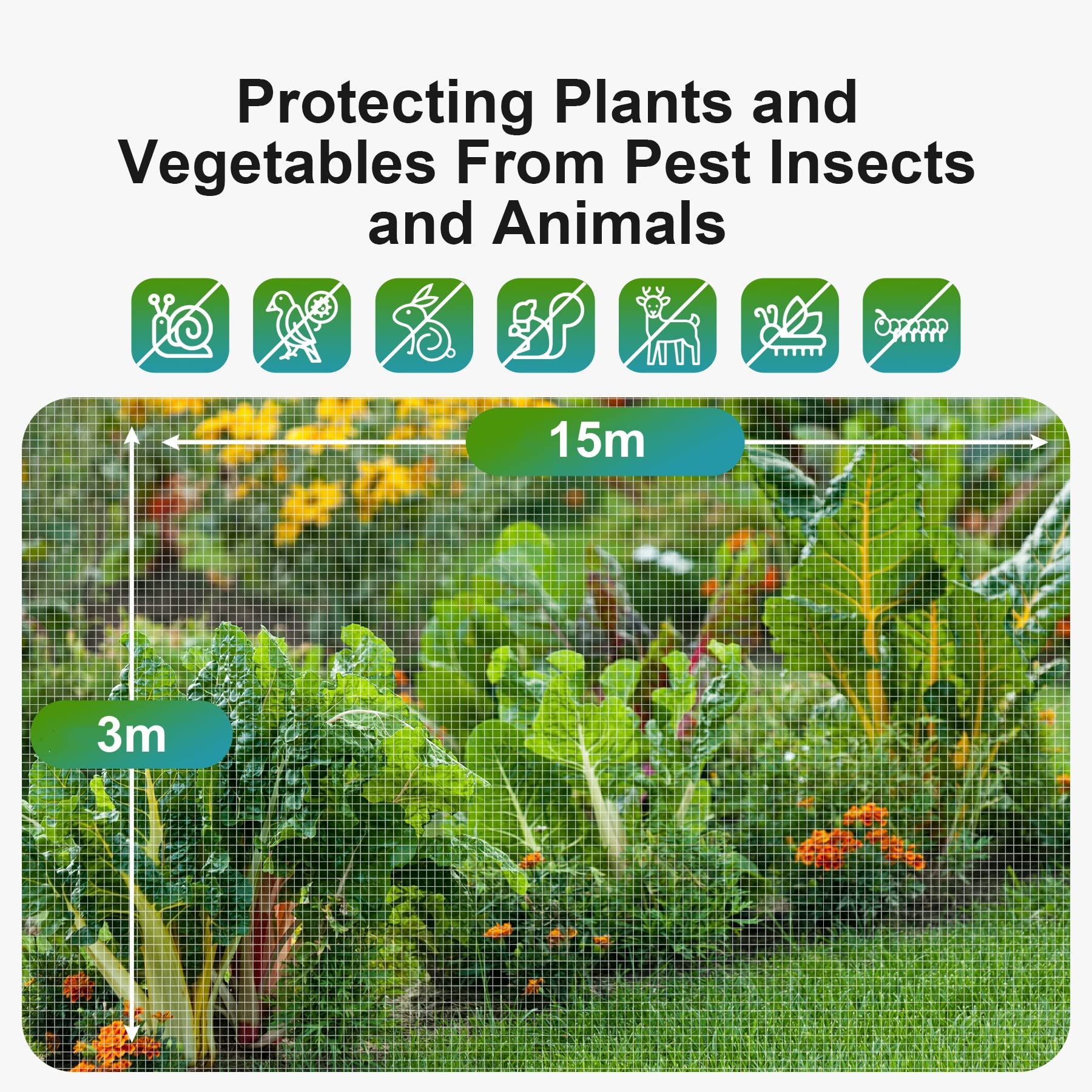 Garden Insect Netting Fine Mesh: 3x15m Vegetable Protection Net Butterfly Netting for Plant Fruit Carrot fly Crop Protect Anti Bug Pest Silver