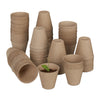 Relaxdays Set of 120 Biodegradable Cellulose Cultivation Pots H x D 7.5 x 8 cm Round Propagators Small Natural