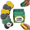 6pack Reusable Sponges Washing Up + 3 microfiber dish cloths FREE ! Bundle of cleaning products. Perfect sponge to clean surfaces, bathroom, kitchen.