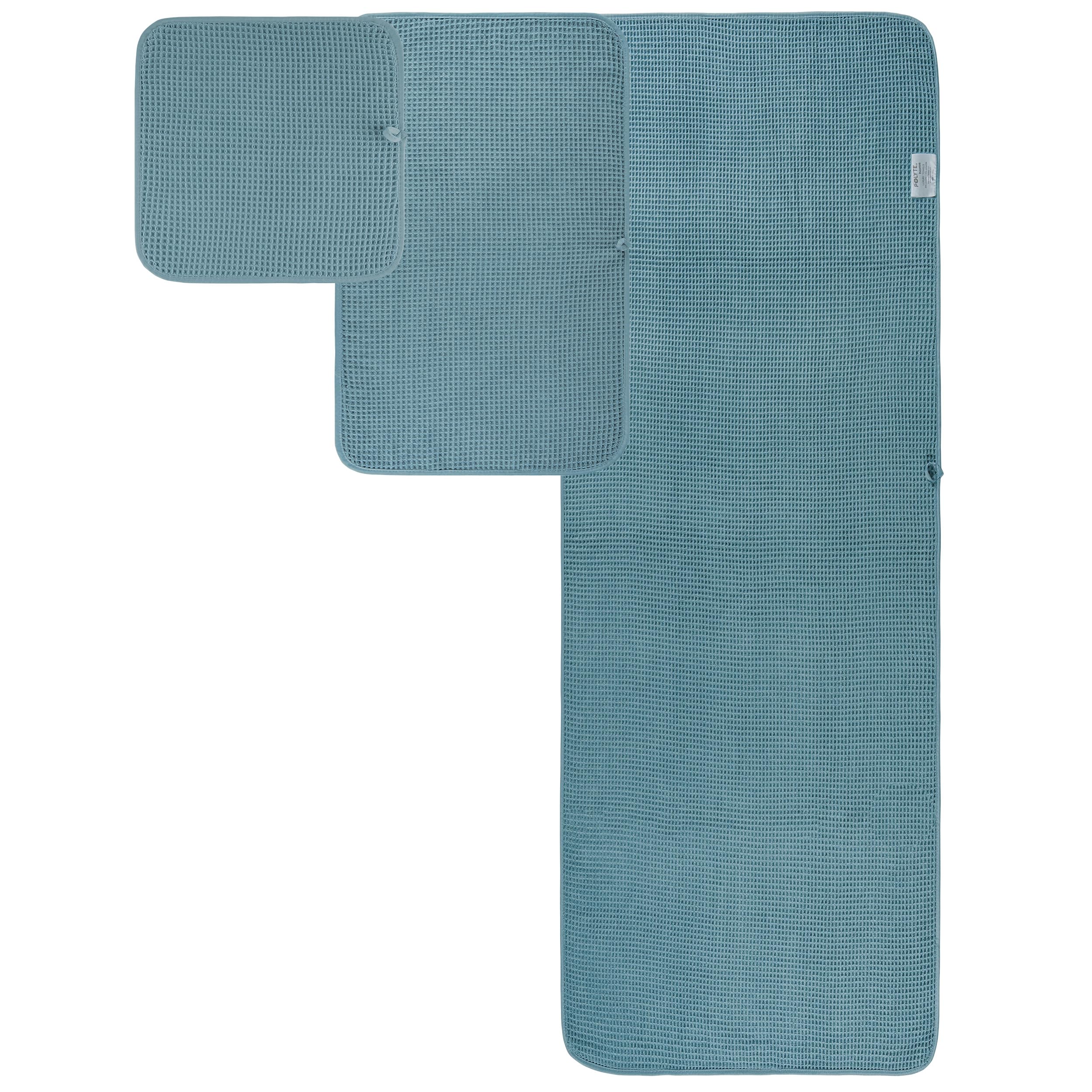 POLYTE Microfibre Oversize, 76 x 152 cm, Quick Dry Lint Free Bath Towel Set, 6 Piece (Green, Waffle Weave)