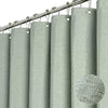 BTTN 92 x 182cm Green Linen Shower Curtain, Narrow Stall Mildew Resistant Fabric Shower Curtain Set with 6 Hooks, Weighted Hem and Waterproof, Durable