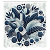 ABAKUHAUS Navy Blue Shower Curtain, Leaves Palms and Circles, Cloth Fabric Bathroom Decor Set with Hooks, 175 x 200 cm, Purple Blue White