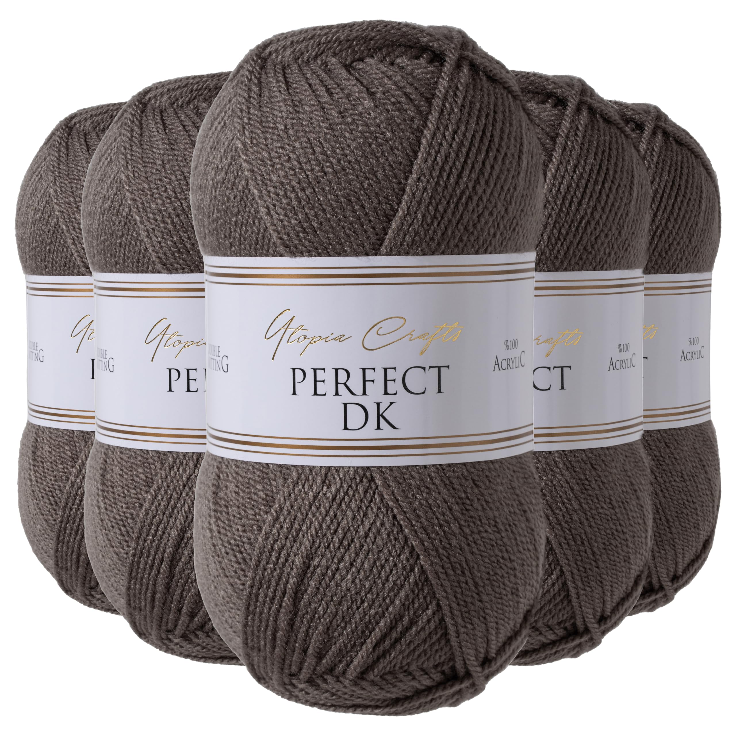 Utopia Crafts DK Double Knitting Yarn, 5X 100g (Steel Grey)