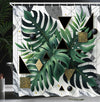 ABAKUHAUS Monstera Shower Curtain, Boho Abstract Nature Art, Cloth Fabric Bathroom Decor Set with Hooks, 175 x 200 cm, Emerald Dark Grey Dimgray