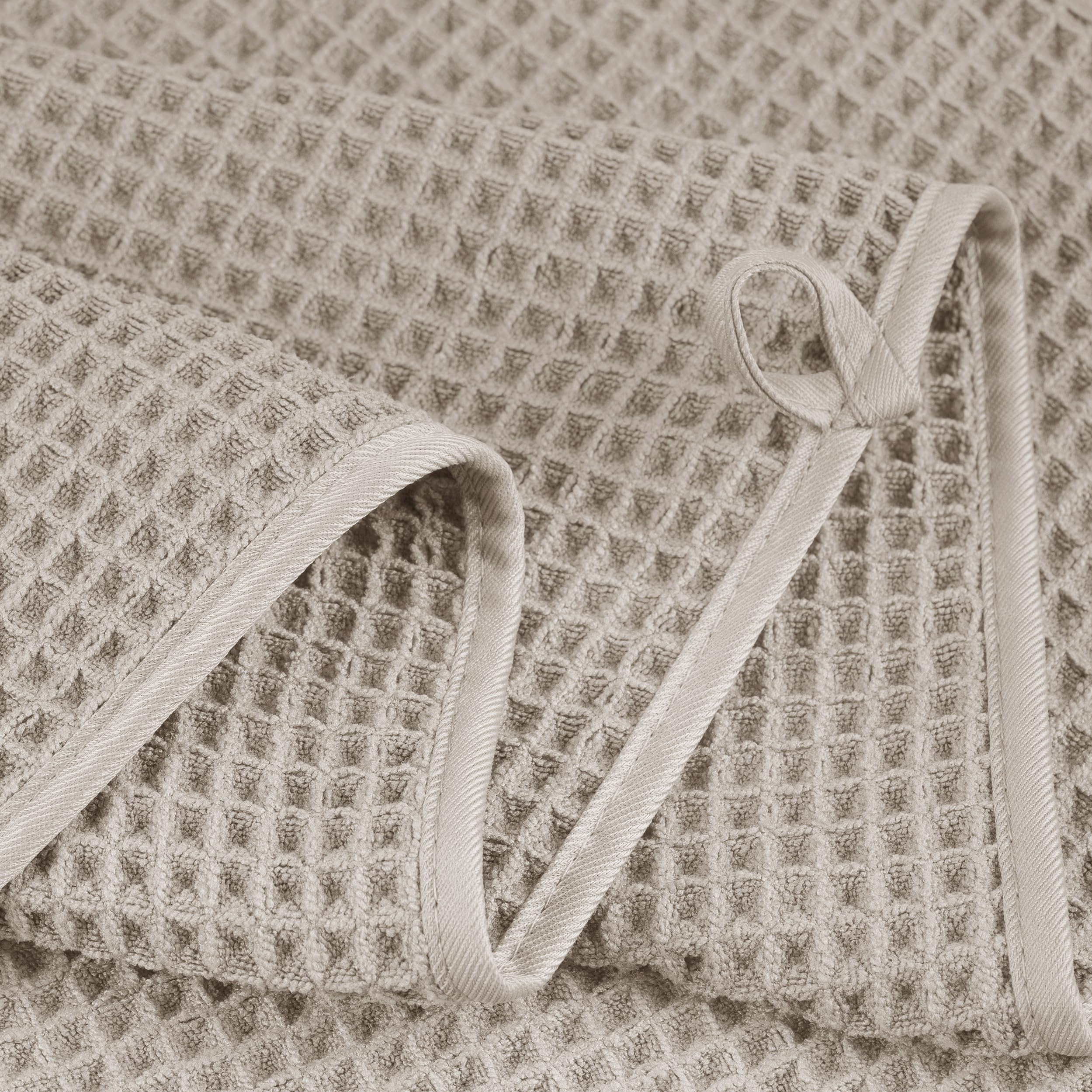 POLYTE Microfibre Oversize Quick Dry Lint Free Bath Towel, 152 x 76 cm, 4 Pack (Beige, Waffle Weave)