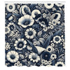 ABAKUHAUS Navy Blue Shower Curtain, Night Floral Garden Print, Cloth Fabric Bathroom Decor Set with Hooks, 175 x 200 cm, Coconut Dark Slate Blue