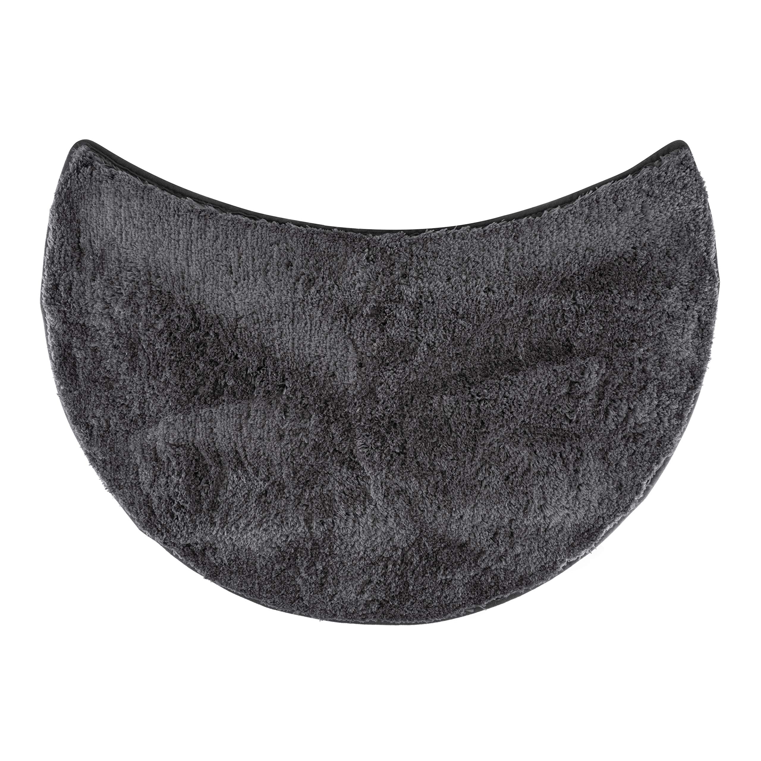 fluffy? Bath Mat for round Showers, made of Microfibre, with Non-Slip Bottom (Crescent | Shower Radius 55 cm, Anthracite)