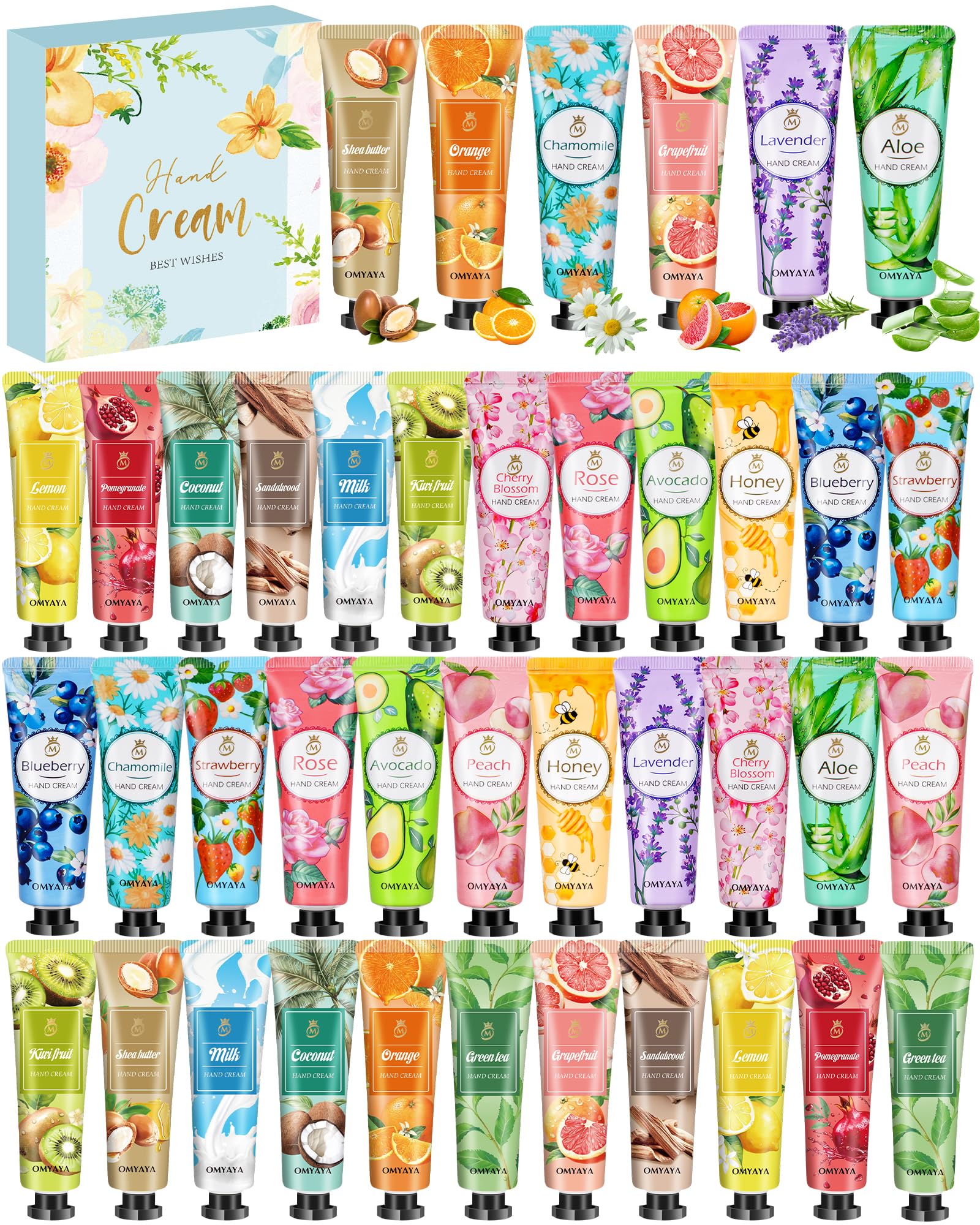 40Pcs Hand Cream Gift Set for Women, Natural Plant Fragrance Mini Hand Cream, Moisturising Cream for Dry Cracked Hand,Travel Size Hand Lotion Bulk
