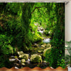 JOOCAR Garden Shower Curtain, Green Nature Forest Jungle Tropical Rainforest Woodland Stream Mossy Rocks Summer Landscape Scenery, Waterproof Cloth