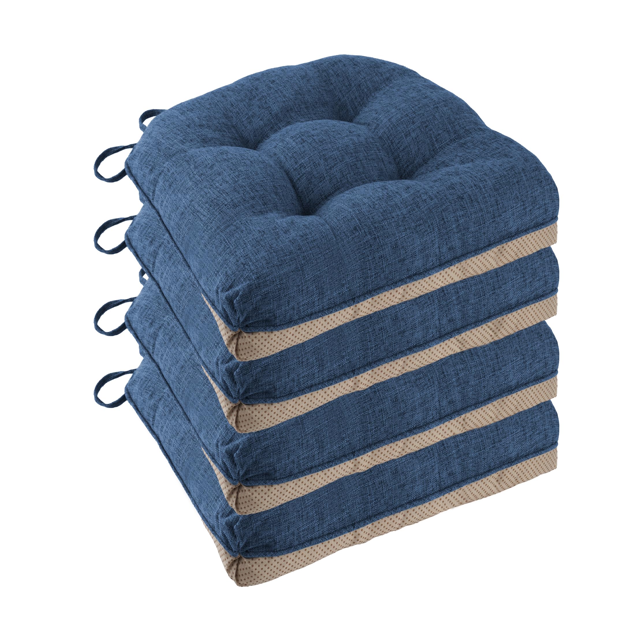FlyGulls Non Slip Chair Cushions for Dining Chairs Set of 4 Kitchen Chair Cushions 18"x18"x3" Turfted Chair Pads Comfortable and Soft Seat Cushion