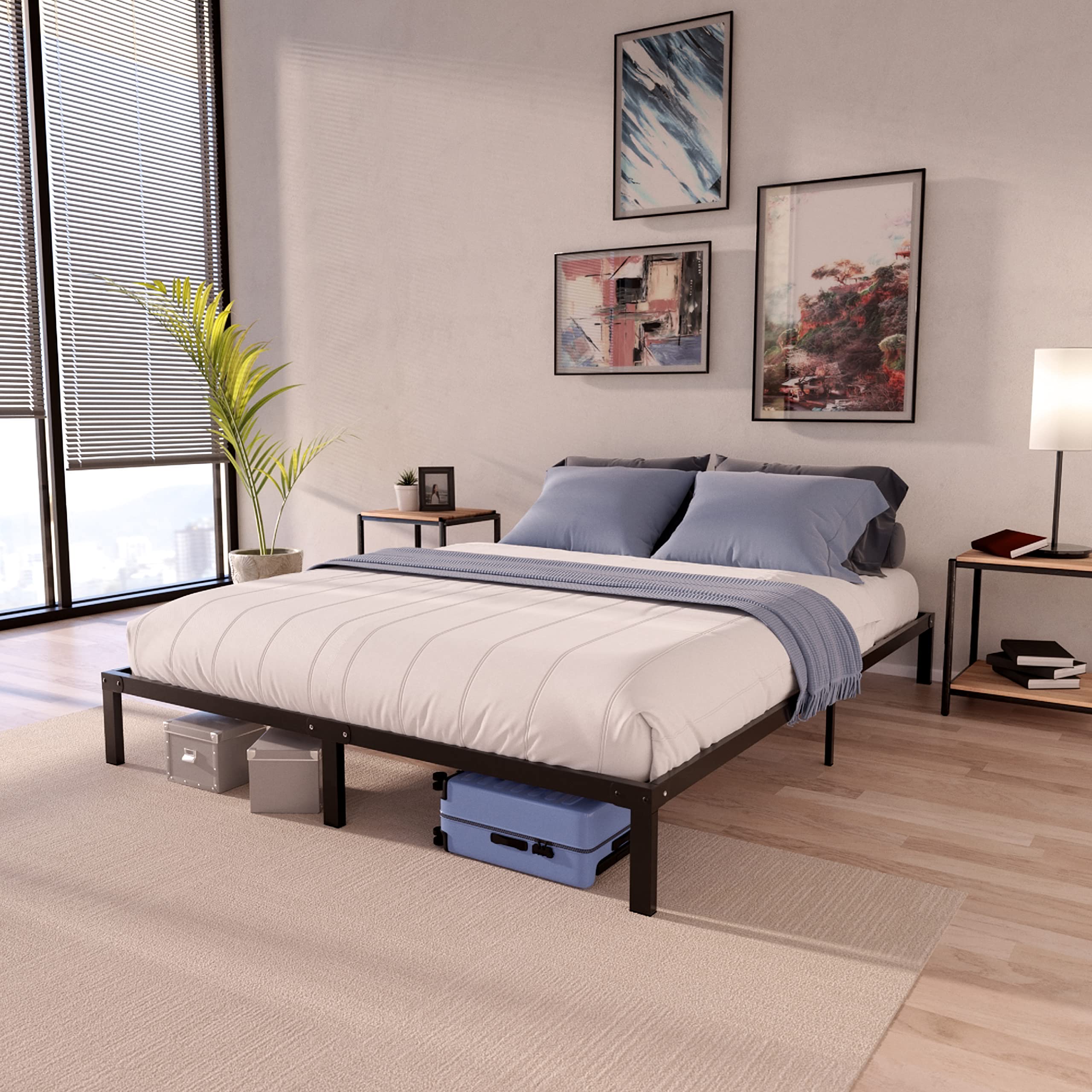 Dreamzie Bed 120 x 200 cm with Metal Slatted Frame - Bed Frame 120 x 200 cm for Mattress, Height 25 cm - Robust, Easy Assembly, Extensive Storage