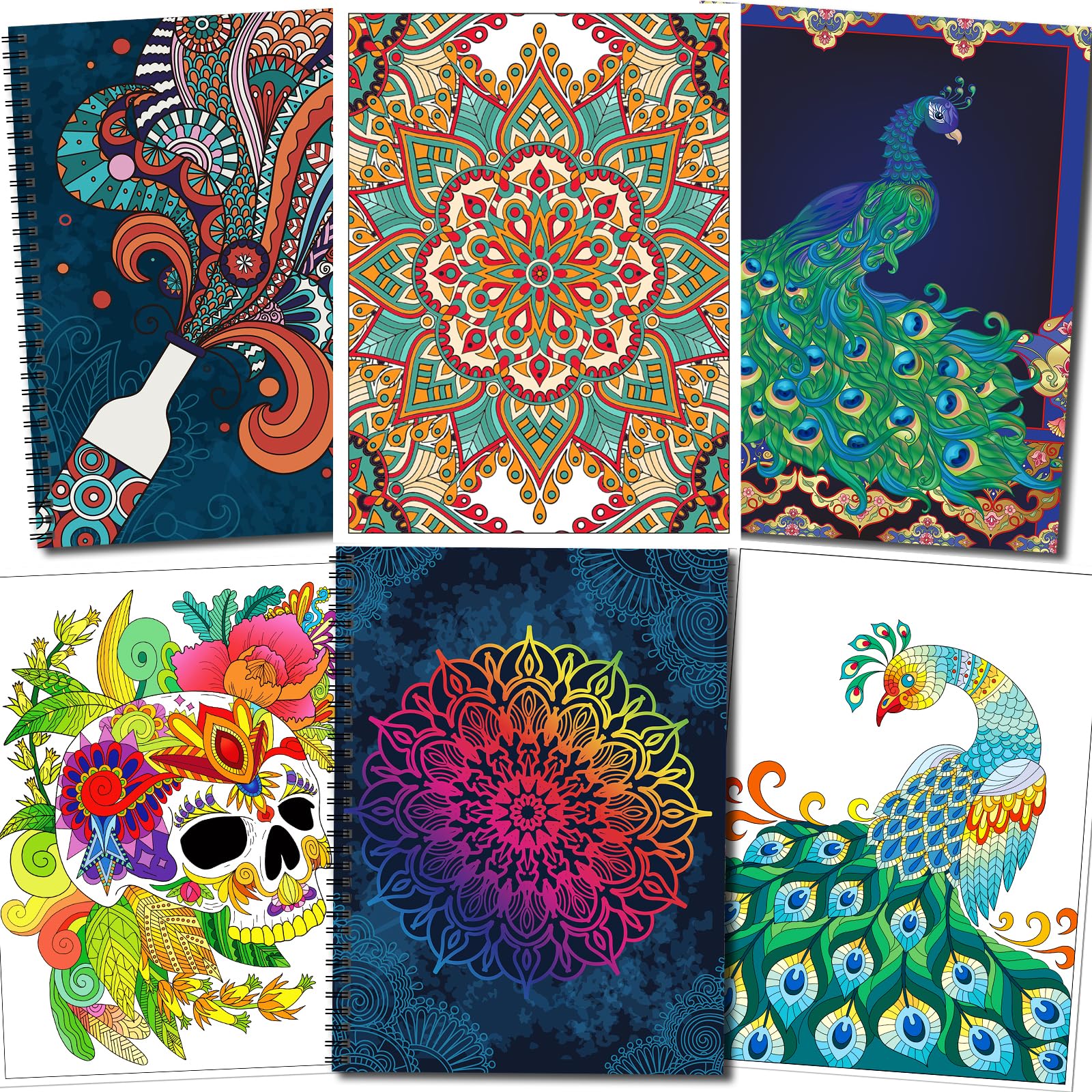 OSIMIG 3Pack Adult Colouring Books,Relaxation and Stress Relief Colouring Books for Adults | Flowers Animal & Other Themes Designs