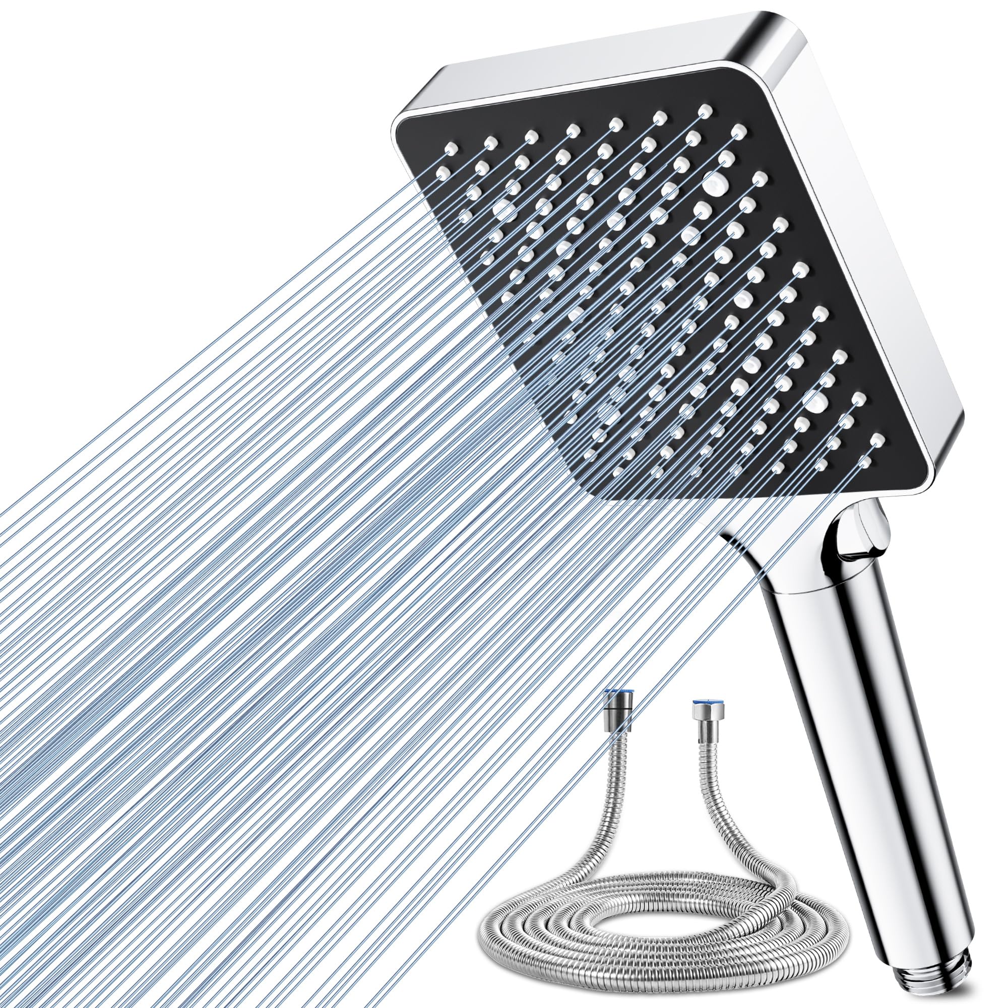 Magichome Shower Head and Hose 1.5m, High Pressure Shower Head with 6 Spray Modes, Universal Handheld Showerhead for Low Water Pressure