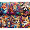 6 Pack Animal Diamond Art Kits for Adults, Diamond Painting Kits for Adults and Beginner, Full Drill Diamond Dots Painting, Cat Bear Lion Tiger Owl