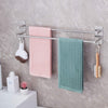 JS Towel Rail Self Adhesive 2-Tier Double Towel Holder rack Multi Towel Bar with 2 Hooks SUS304 Stainless Steel Robe & Bath Towel Rails 60CM/23.6inch