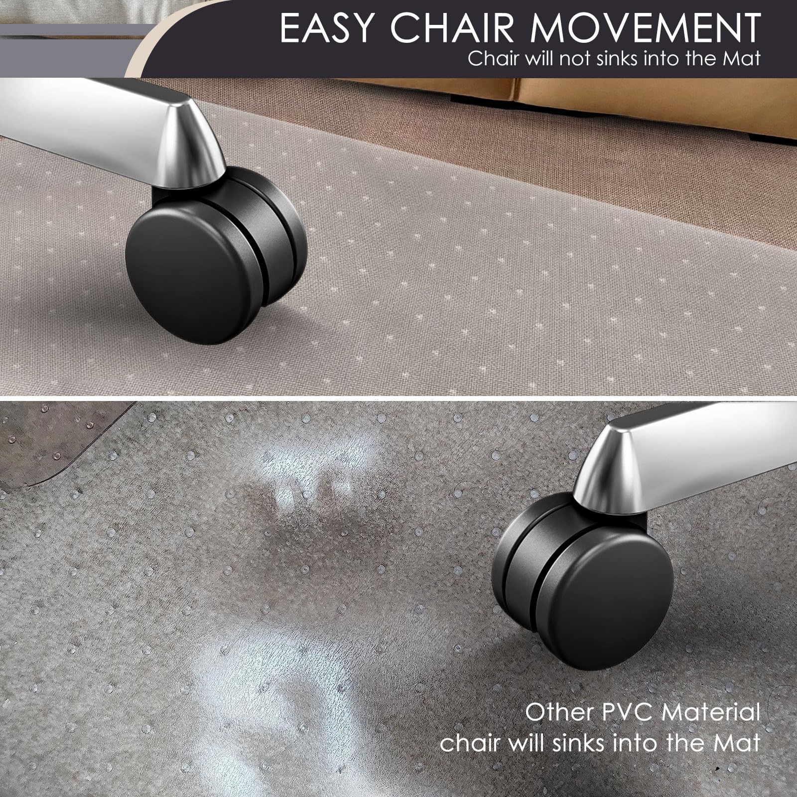 Kuyal Office Chair Mat for Carpet, 91x121 cm (36" x 48") Clear Heavy Duty Computer Chair Mat, Under Desk Protector Carpeted Floors Mat, Easy Chair
