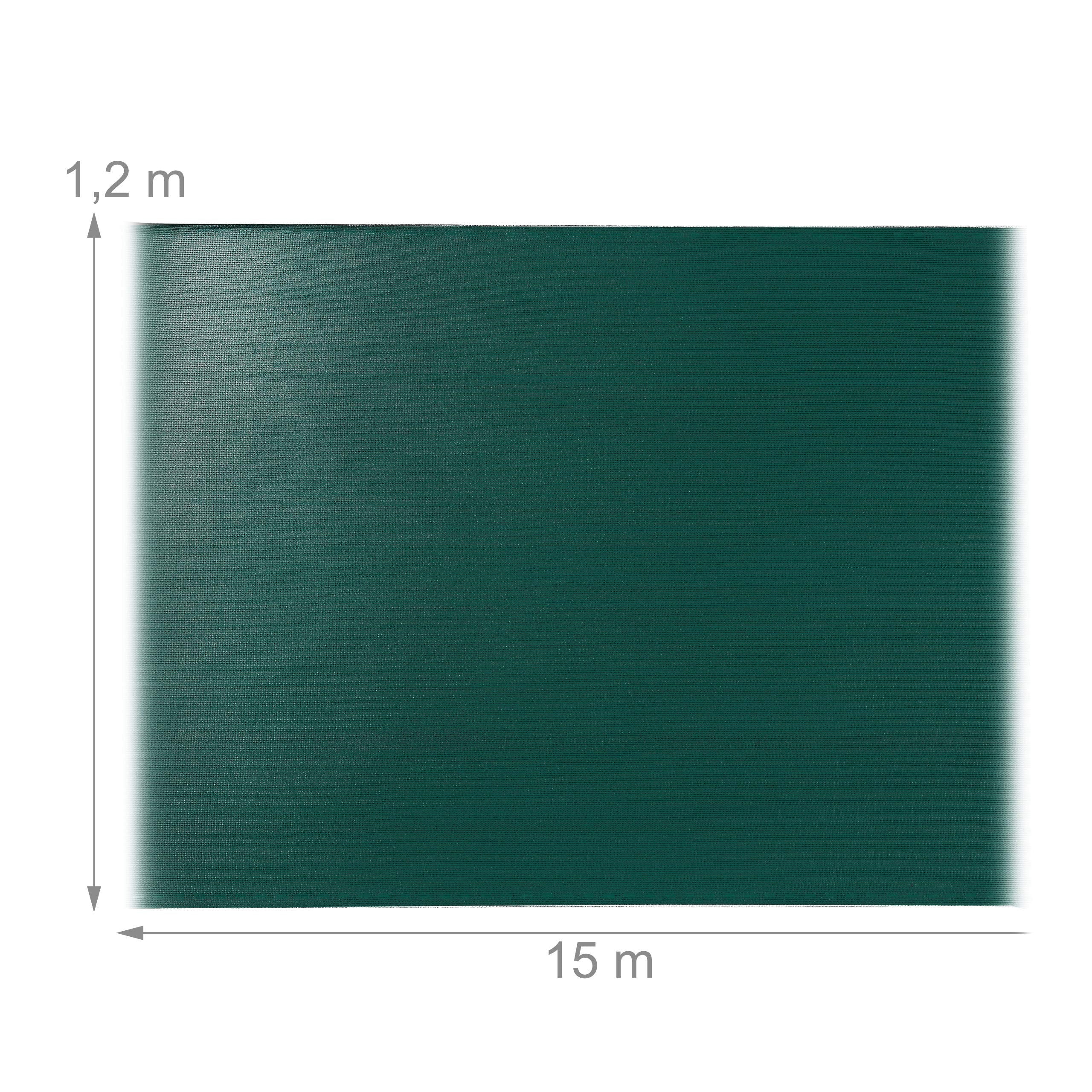Relaxdays Fence Netting, Privacy Shield For Fences & Railing, HDPE Net, UV-resistant, Weatherproof, 1.2 x 15 m, Green