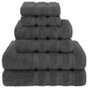 American Soft Linen Luxury 6 Piece Towel Set, 2 Bath Towels 2 Hand Towels 2 Washcloths, 100% Turkish Cotton Towels for Bathroom, Gray Towel Sets