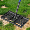 Lawn Leveling Rake, 43 x 25 cm Levelawn Tool with Effort Saving Curved Edge, 5 FT Metal Lawn Leveler Heavy Duty, Move Soil Ground Surfaces Freely,