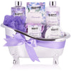 BRUBAKER Cosmetics Bath and Shower Set Lavender - 7-piece Gift Set in Decorative Tub