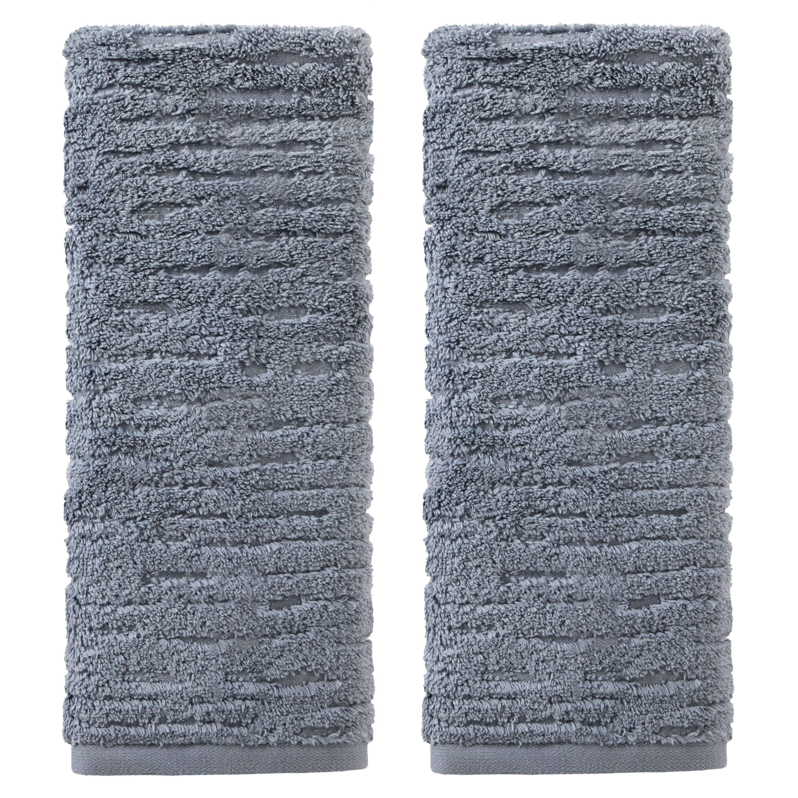 SKL Home CloudSoft Cotton Luxury 2-Piece Hand Towel Set, Smoke Blue