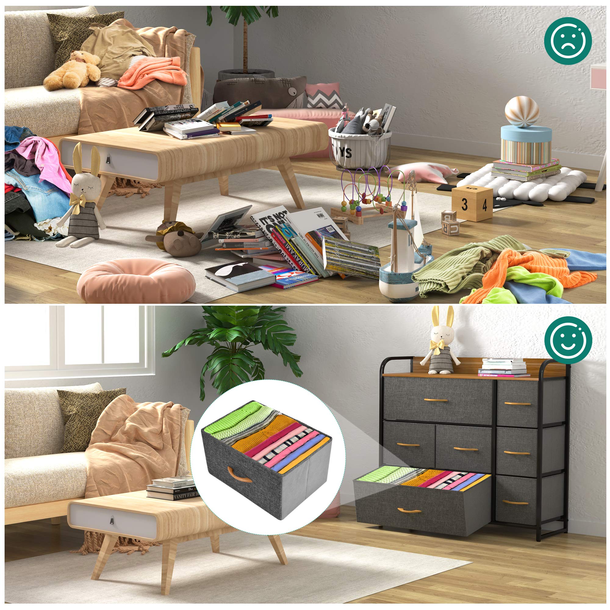 YITAHOME Chest of Drawers, 7-Drawer Storage Organizer Unit for Bedroom Living Room Closet, Sturdy Steel Frame, Easy Pull Fabric Bins & Wooden Top,