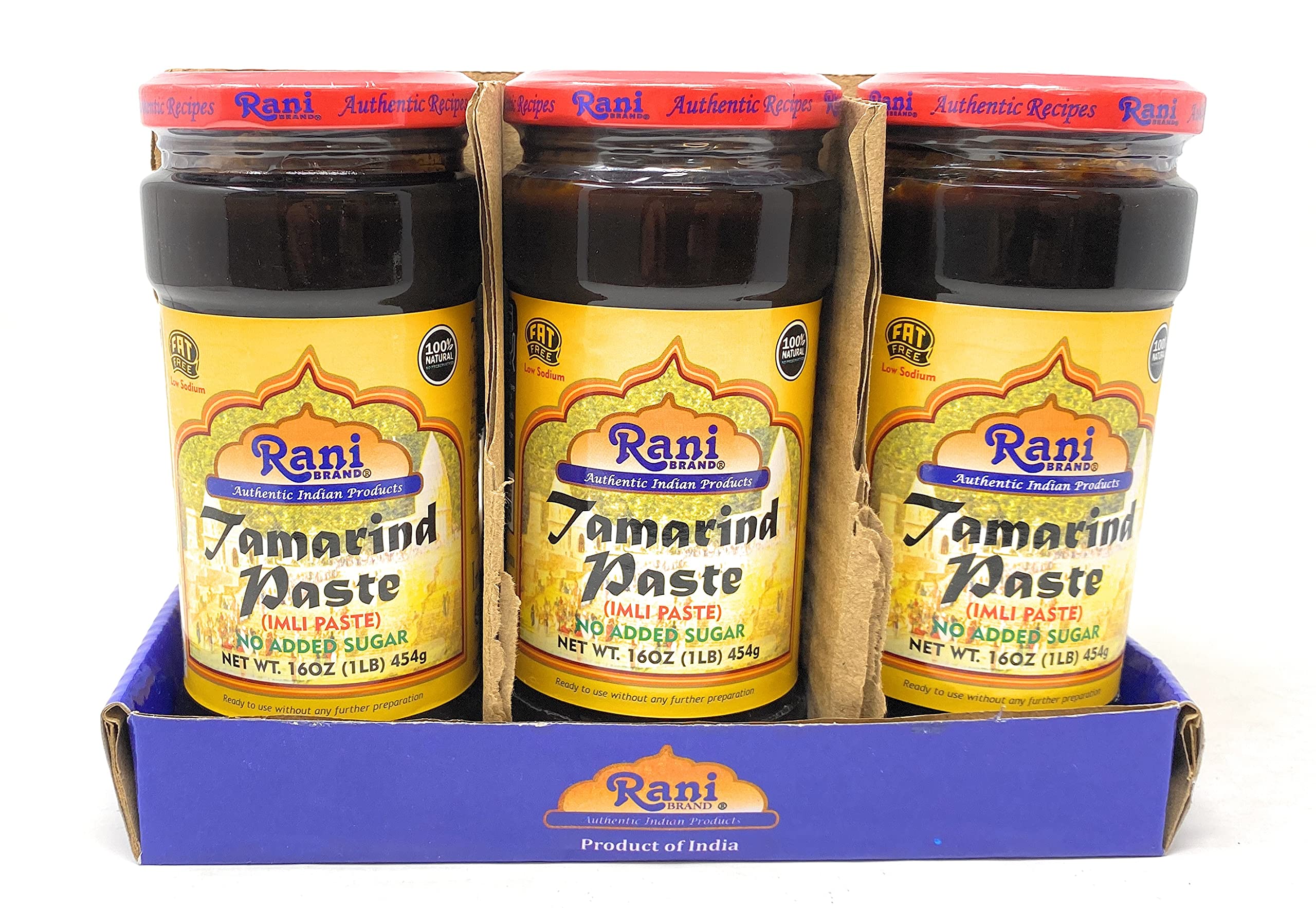 Rani Tamarind Paste Puree (Imli) 16oz (1lb) 454g Glass Jar, No Added Sugar, Pack of 5+1 Free ~ All Natural | Vegan | Gluten Free | No Colors | Non-GMO