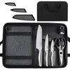 hecef 10-in-1 Knife Set with Heavy Duty Knife Bag, Reversible Cutting Board, Sheaths and Mini Sharpener, Stainless Steel Blade with Ergonomic Handle,