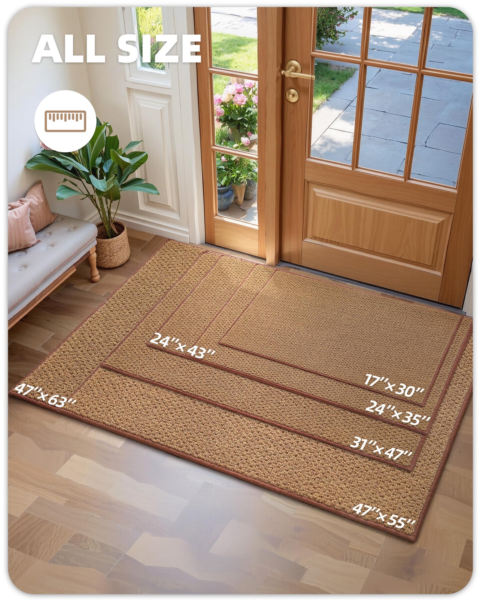 COLOR&GEOMETRY Dirt Trapper Door Mat, Heavy Duty Front Door Mat for Indoor and Outdoor, Non Slip Rubber Backing Door Matts Indoor, Machine Washable