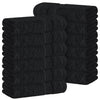 White Classic Luxury Cotton 12 Pc Flannel Set, Hotel Style Small Bath Towel and Face Cloth 33x33 cm, Black Soft Plush Flannels Pack of 12, Thick High