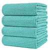 POLYTE Microfibre Oversize Quick Dry Lint Free Bath Towel, 152 x 76 cm, 4 Pack (Aqua, Waffle Weave)