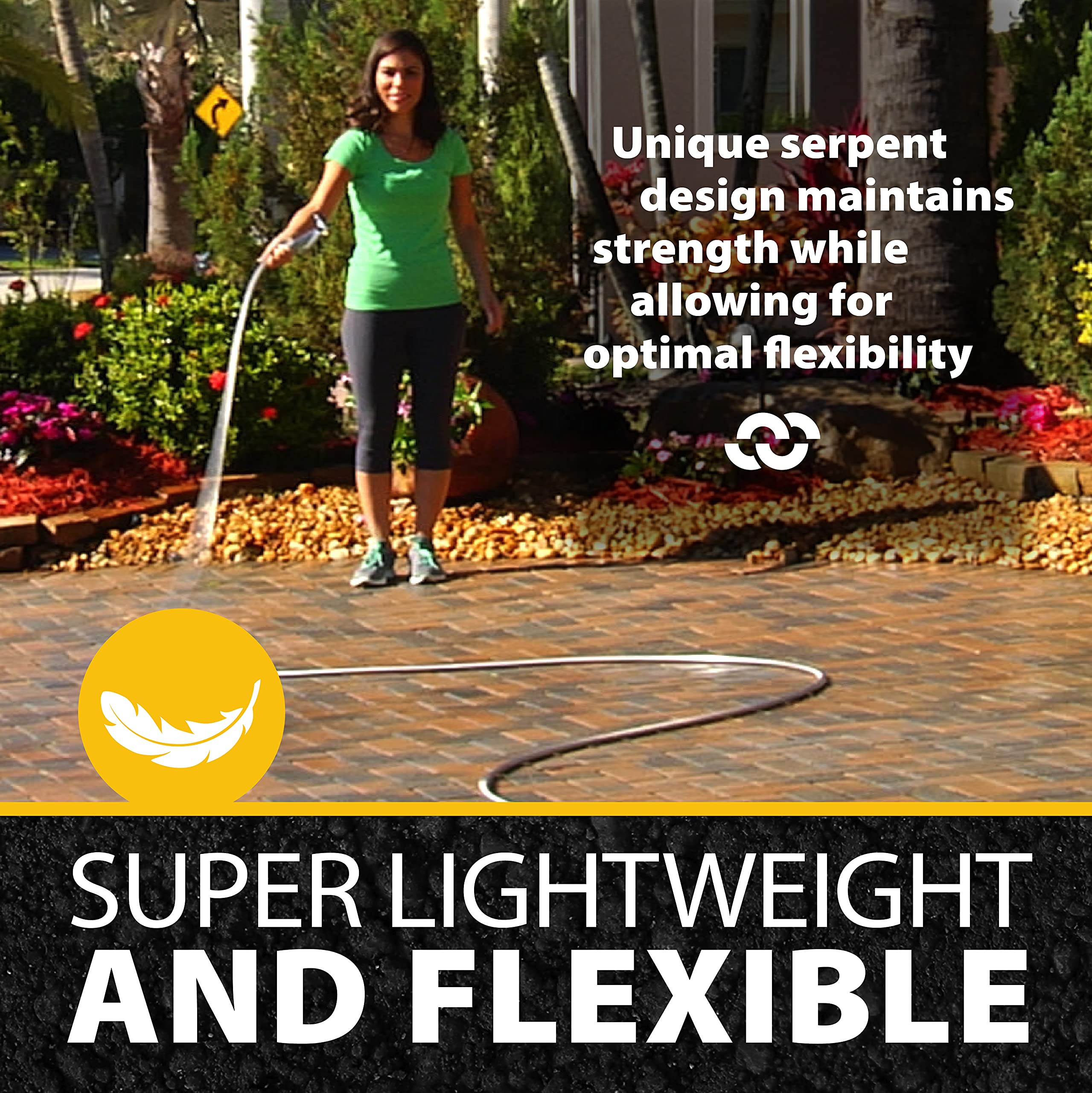 BIONIC STEEL 75FT Garden Hose, 304 Stainless Steel Metal Water Hose 75Ft, Flexible Hose, Kink Free, Ultra Lightweight and Durable, Crush Resistant,