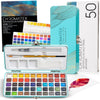 CHROMATEK Watercolour Paint Set ? 50 Vivid colours Including Transparent, Opaque & Pastel ? Art Kit with Brush, Water Pen, Palette, colour Chart,