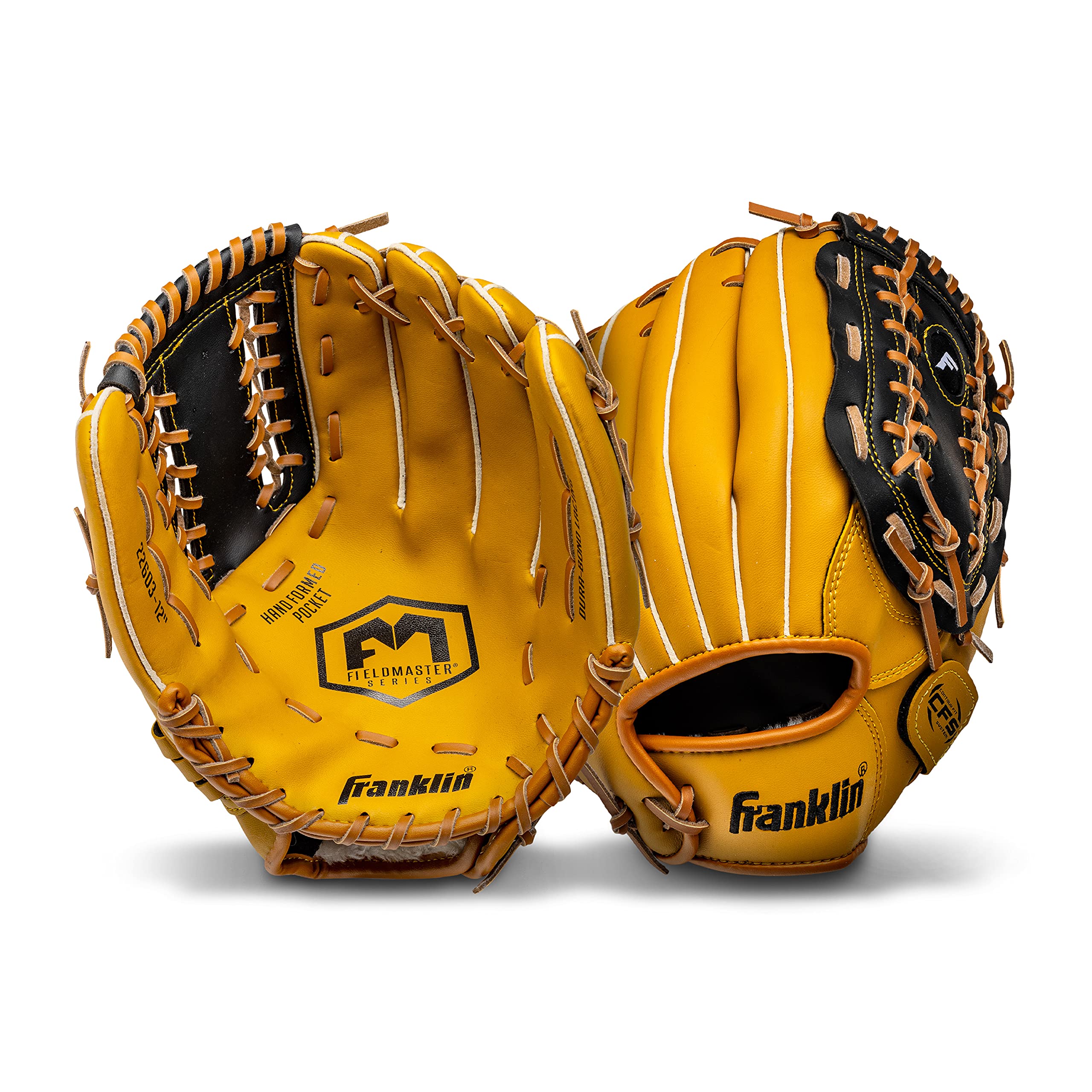 Franklin Sports Baseball and Softball Glove - Field Master - Baseball and Softball Mitt, 12" - Trapeze Web, Tan