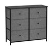 SONGMICS Chest of Drawers, 6 Fabric Drawers with Metal Frame, Storage Organiser Unit, Dresser, for Nursery, Bedroom, Hallway, Grey and Black with Wood