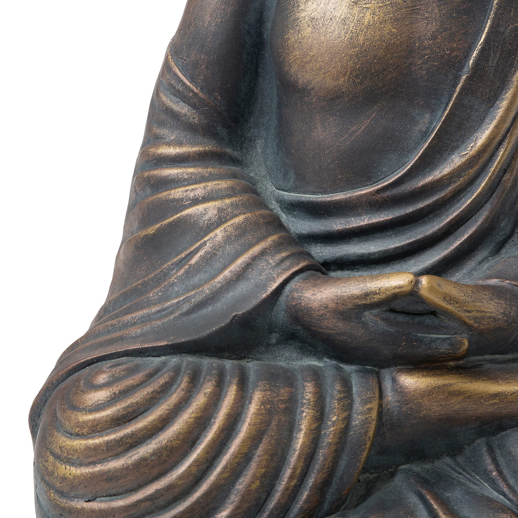 Glitzhome Meditating Buddha Statue, Magnesium Oxide, Fibre Glass, Bronze, 19 Inch Tall
